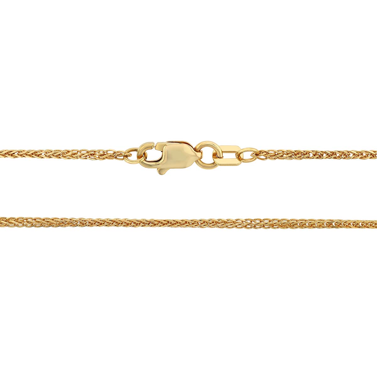 Yellow Gold 1 mm Hollow Square Wheat Chain, 18