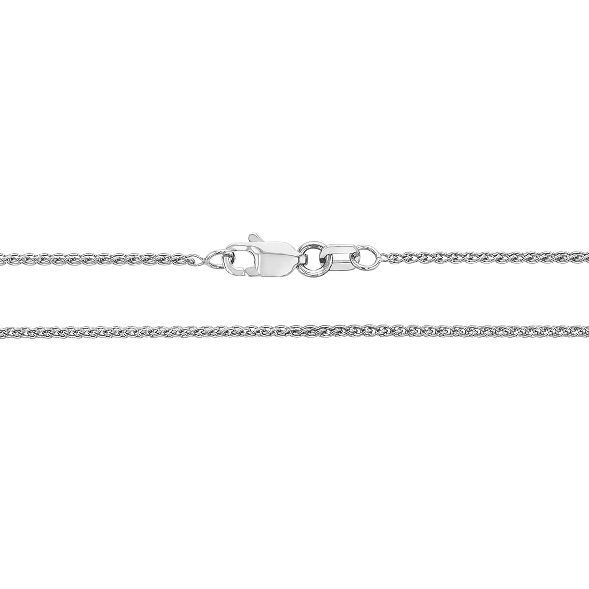 White Gold 1.25 mm Round Wheat Chain, 16