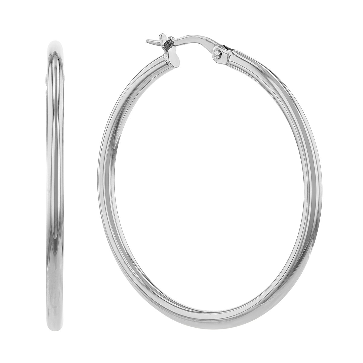 Roberto Coin Perfect White Gold Medium Hoop Earrings, 35 mm