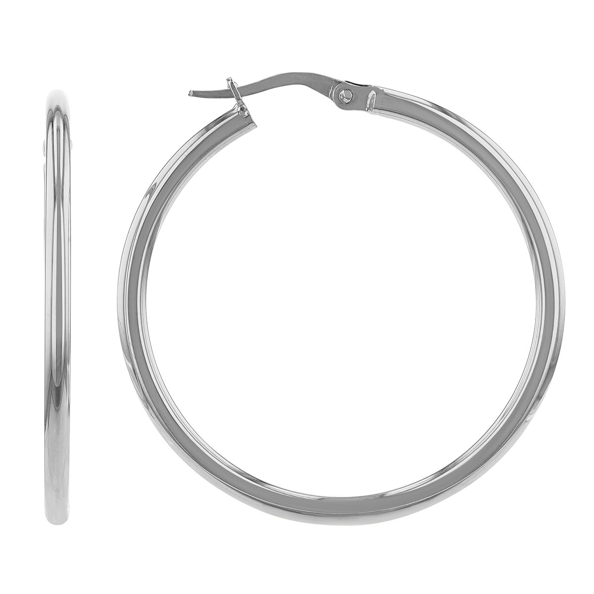 Roberto Coin Perfect White Gold Medium Hoop Earrings, 35 mm