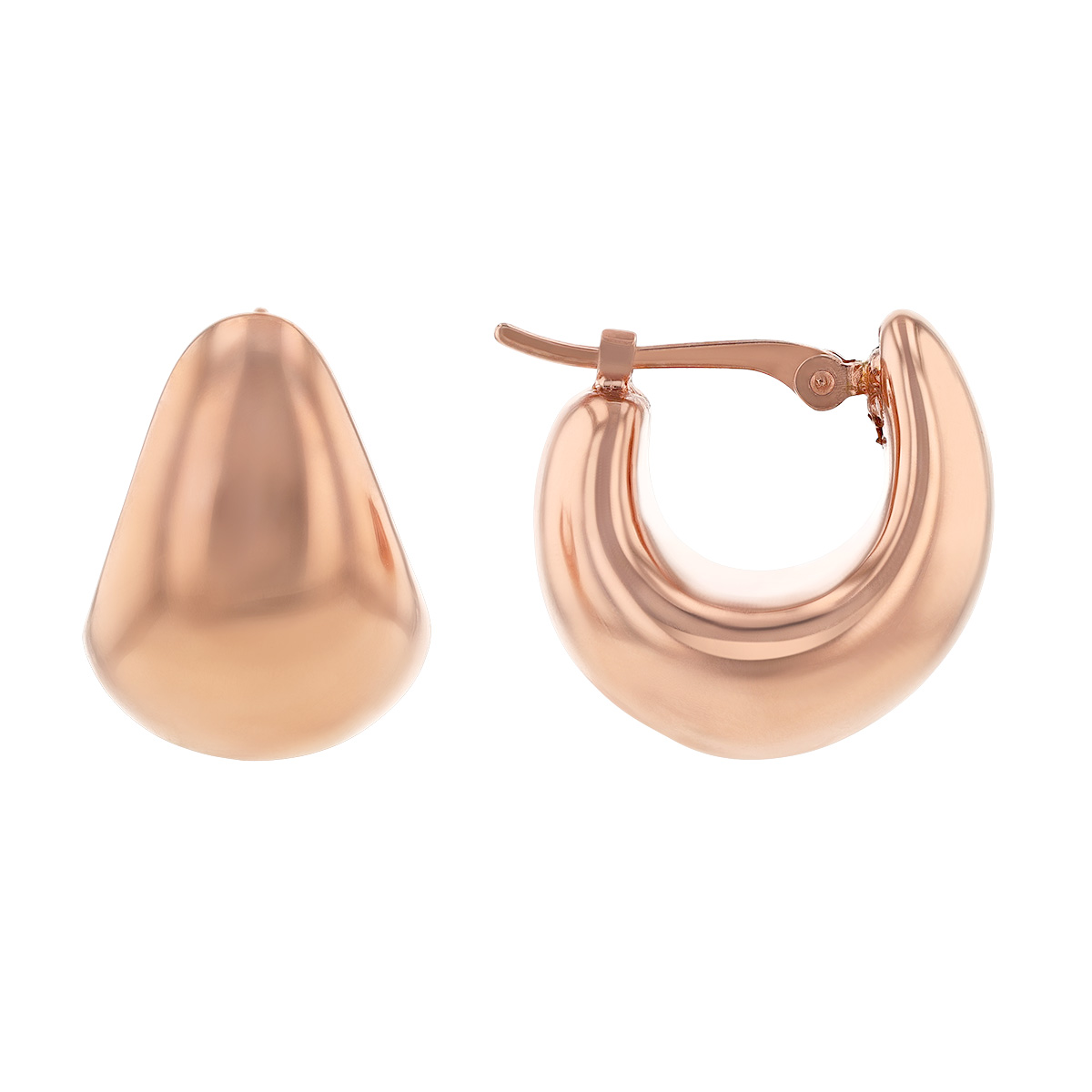 Rose Gold Puffed Tapered Huggie Hoop Earrings