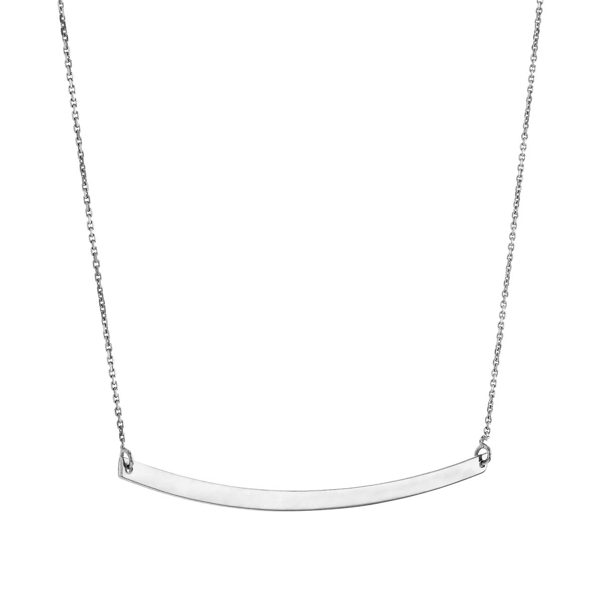 White Gold Curved Bar Necklace, 18