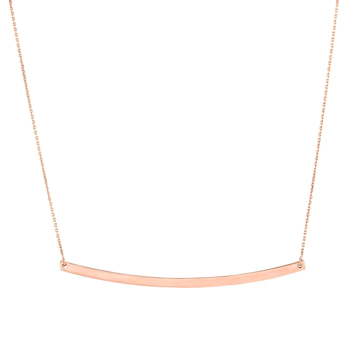 Rose Gold Curved Bar Necklace, 18