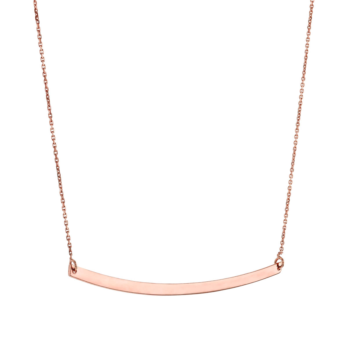 Rose Gold Curved Bar Necklace, 18