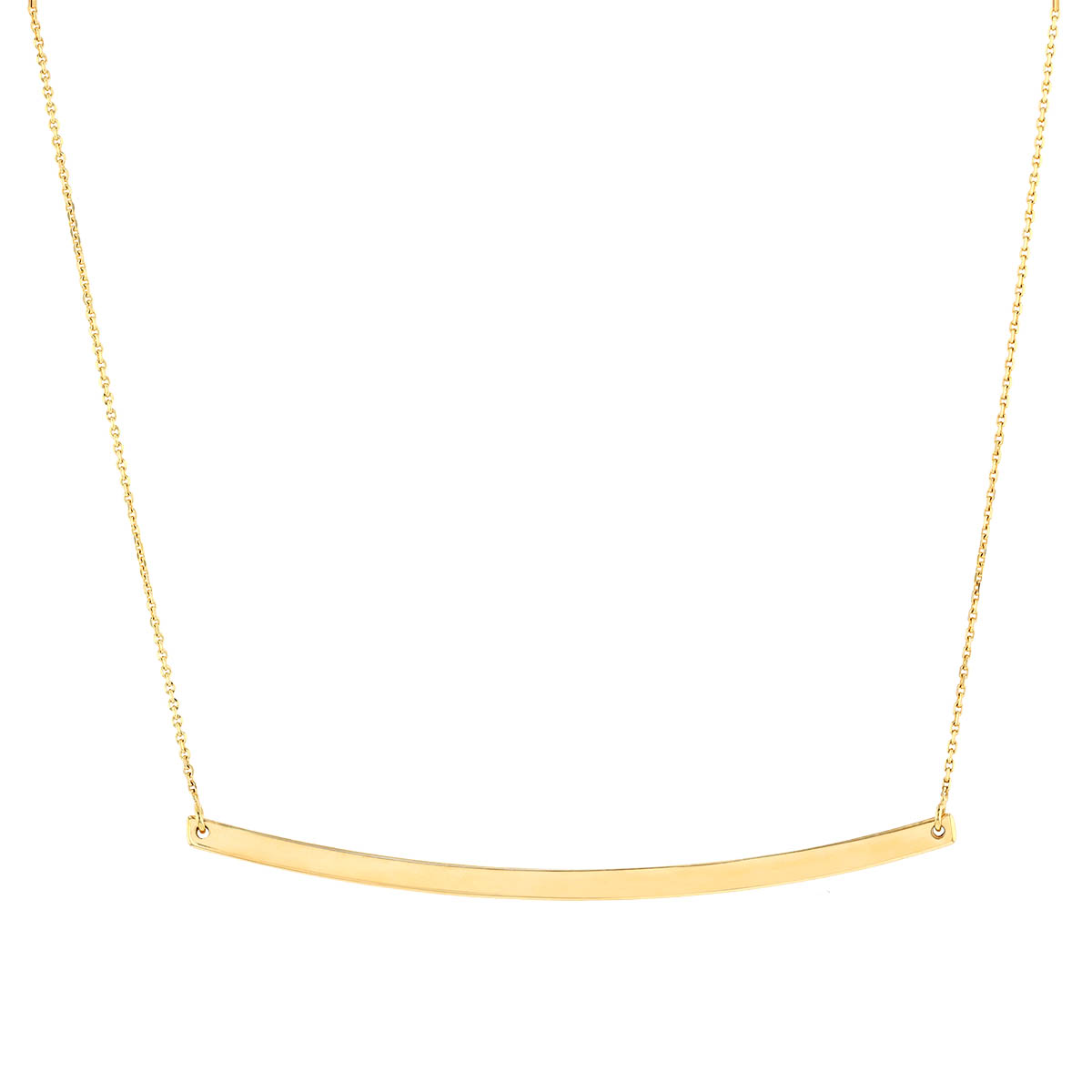 Yellow Gold Curved Bar Necklace, 18