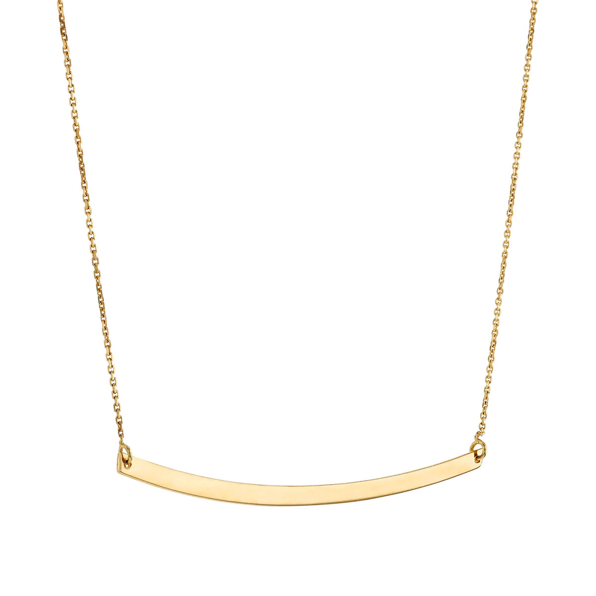 Yellow Gold Curved Bar Necklace, 18