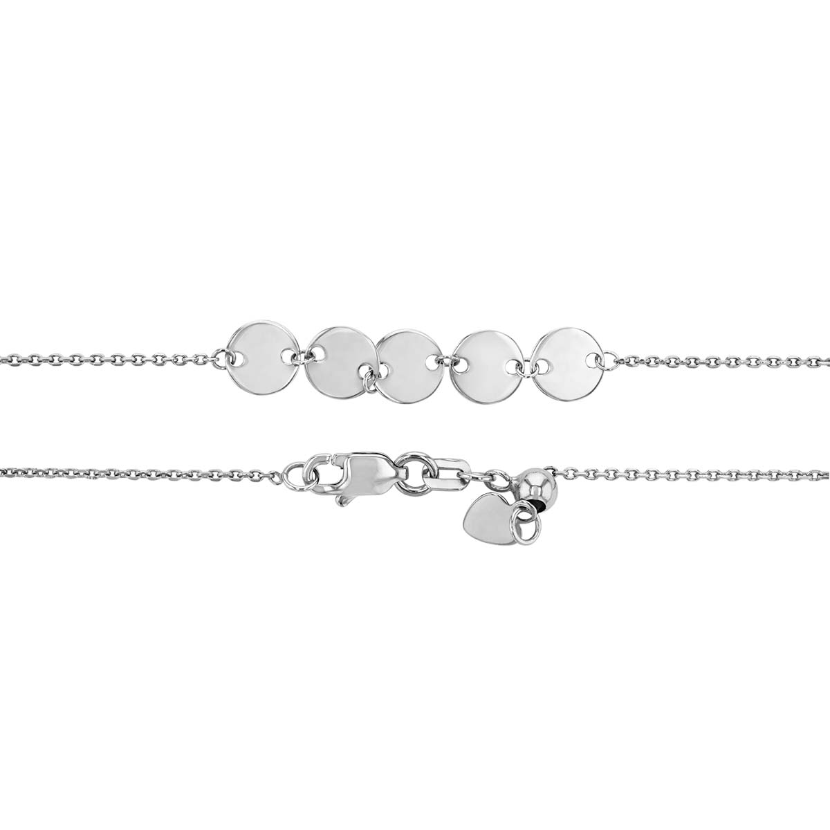 White Gold Mini Disc Necklace, 16