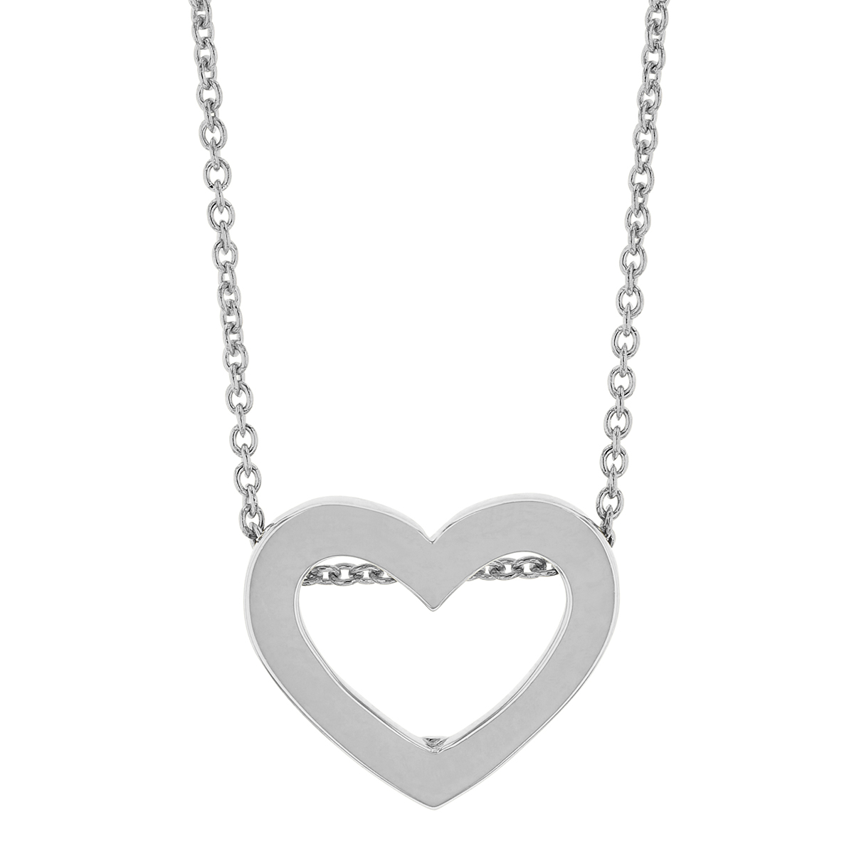 Roberto Coin Tiny Treasures White Gold Flat Heart Pendant Necklace, 18
