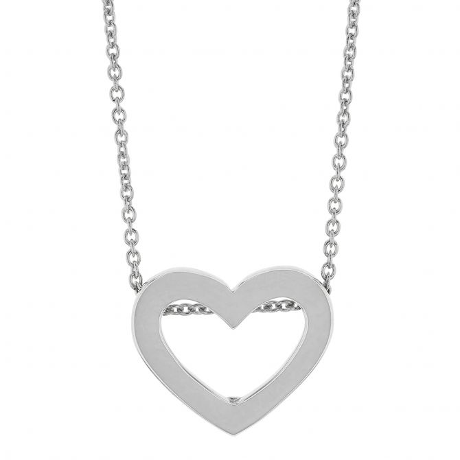 Roberto Coin Tiny Treasures White Gold Flat Heart Pendant Necklace, 18"