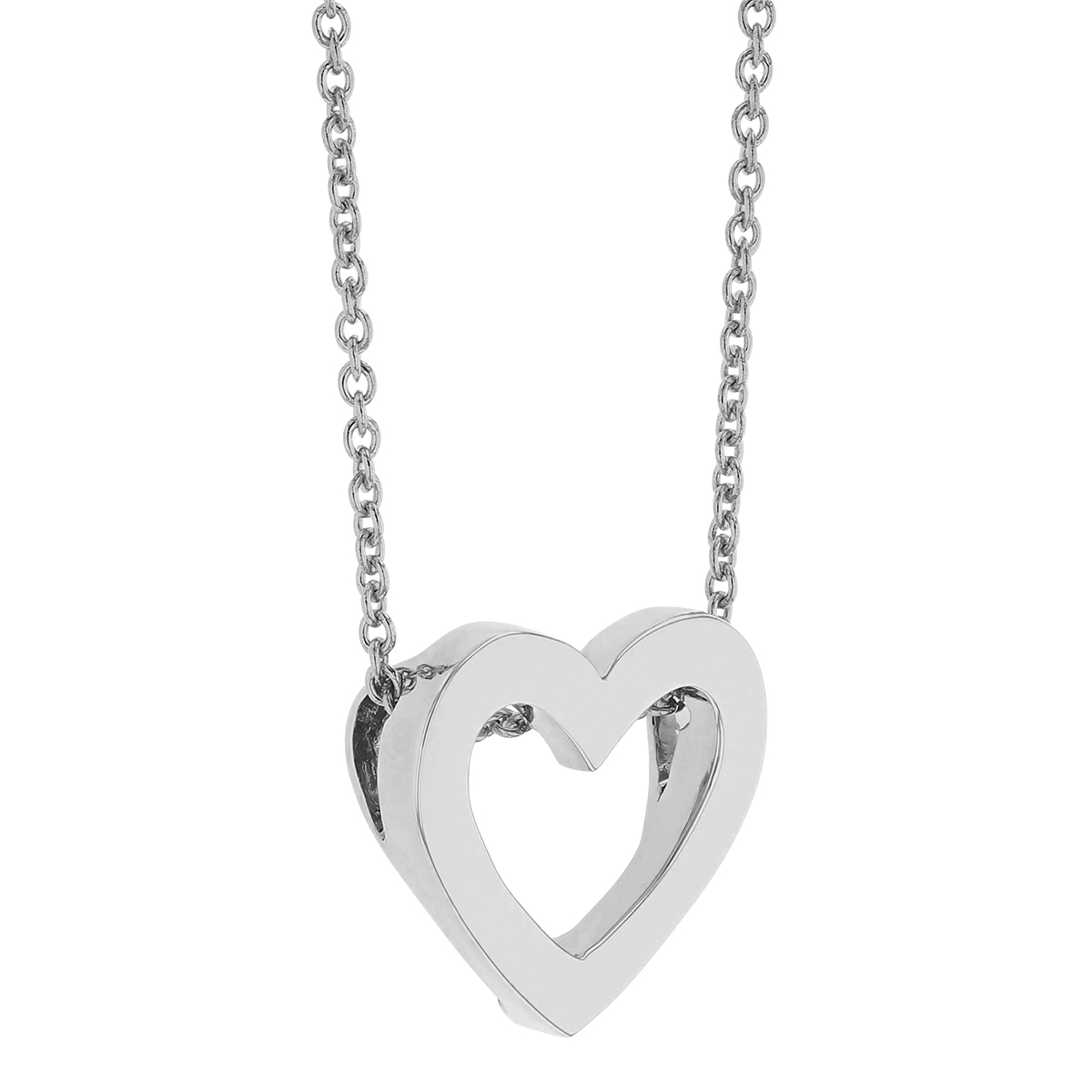 Roberto Coin Tiny Treasures White Gold Flat Heart Pendant Necklace, 18