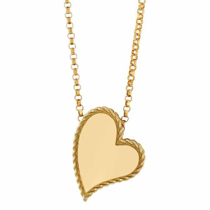 Roberto Coin Princess Heart Pendant with Twisted Edge in Yellow Gold, 18"