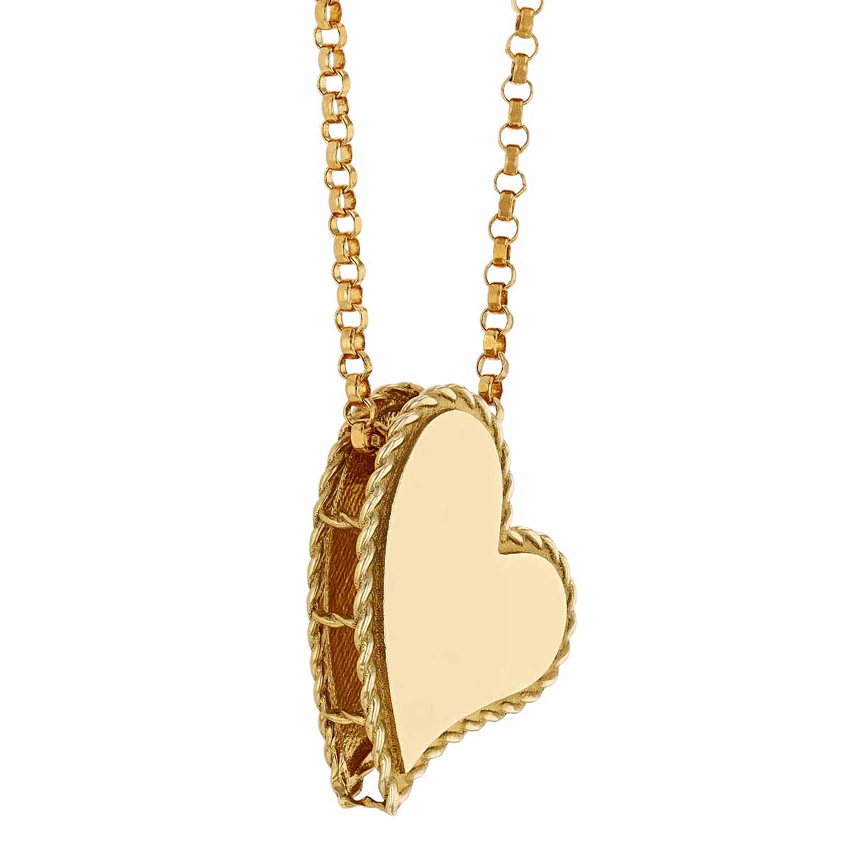 Roberto Coin Princess Heart Pendant with Twisted Edge in Yellow Gold, 18