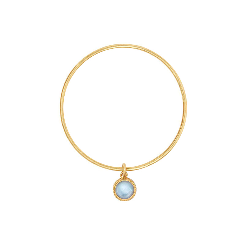 Julie Vos Fleur de Lis Medium Bangle in Iridescent Chalcedony Blue