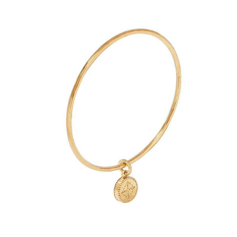 Julie Vos Fleur de Lis Medium Bangle in Iridescent Chalcedony Blue