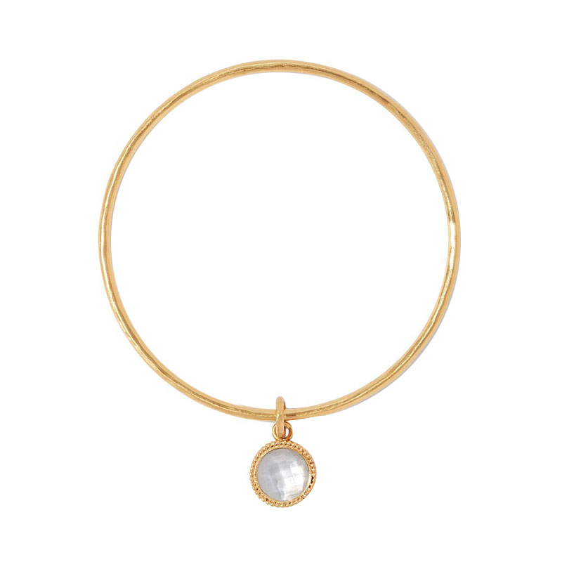 Julie Vos Fleur de Lis Medium Bangle in Iridescent Clear Crystal