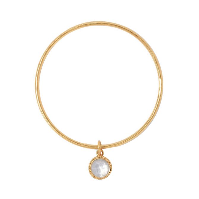 Julie Vos Fleur de Lis Medium Bangle in Iridescent Clear Crystal
