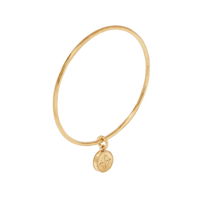 Julie Vos Fleur de Lis Medium Bangle in Iridescent Clear Crystal