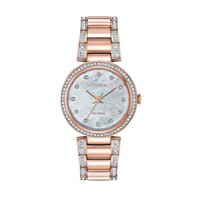 Citizen Silhouette Crystal 28mm Watch, Mother of Pearl Dial