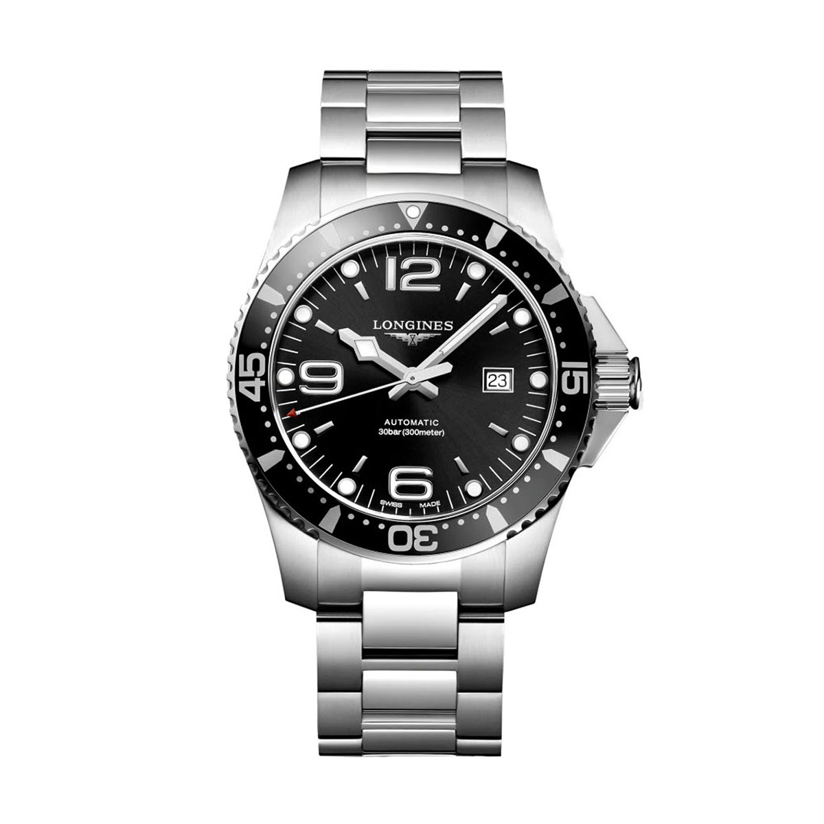 Longines 44mm Hydroconquest Men's Watch, Sunray Black Dial