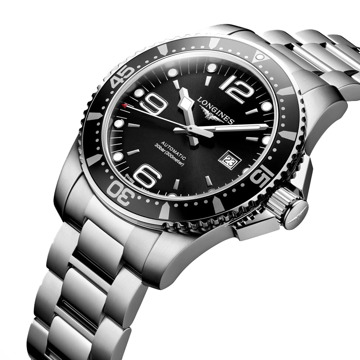 Longines 44mm Hydroconquest Men's Watch, Sunray Black Dial