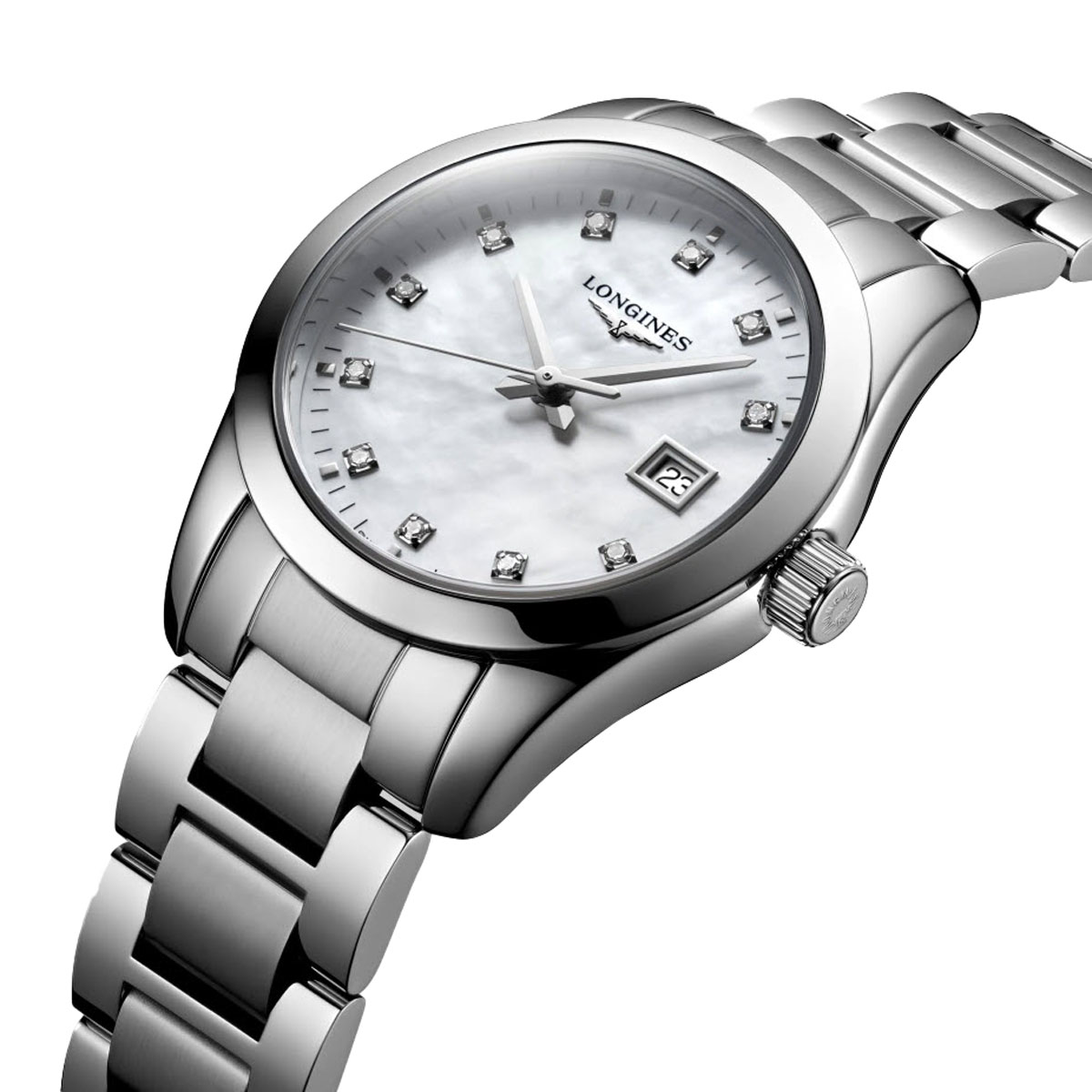 Longines Conquest Classic 30mm Women's Watch, White Mother of Pearl Dial