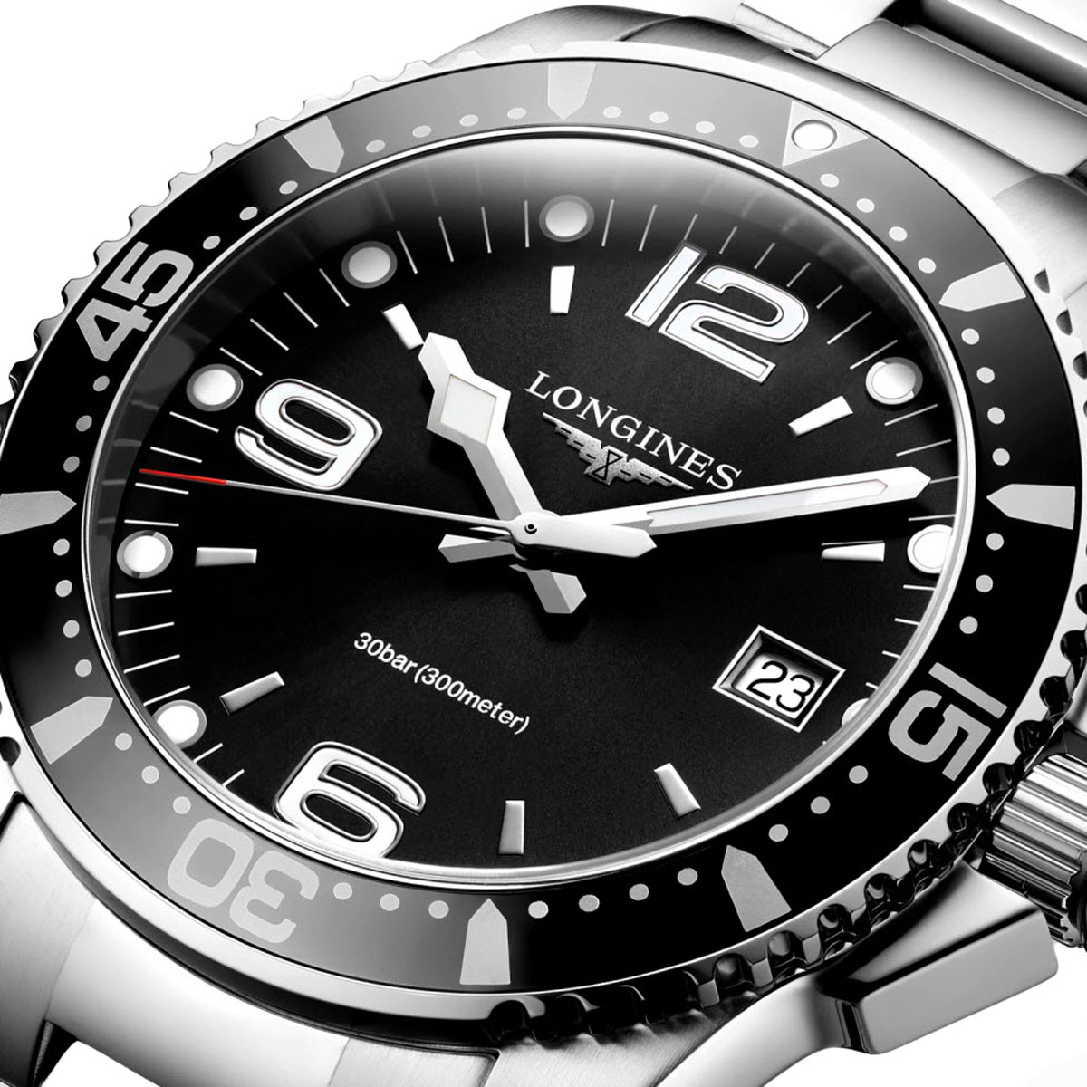 Longines HydroConquest Stainless Steel 41mm Men's Watch, Sunray Black Dial