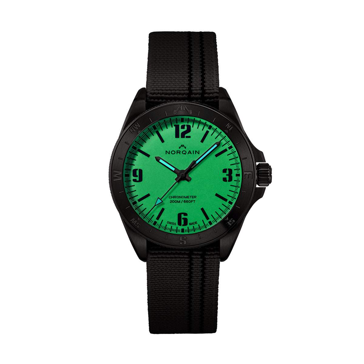 Norqain Neverest Night Sight 40mm Watch, Green Glow Dial