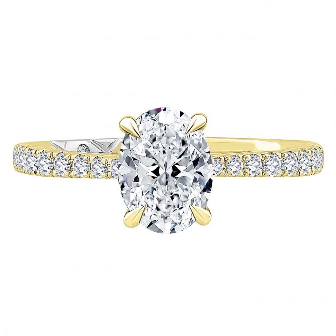 A. Jaffe Diamond Shank & Hidden Halo Engagement Ring Setting in Yellow Gold