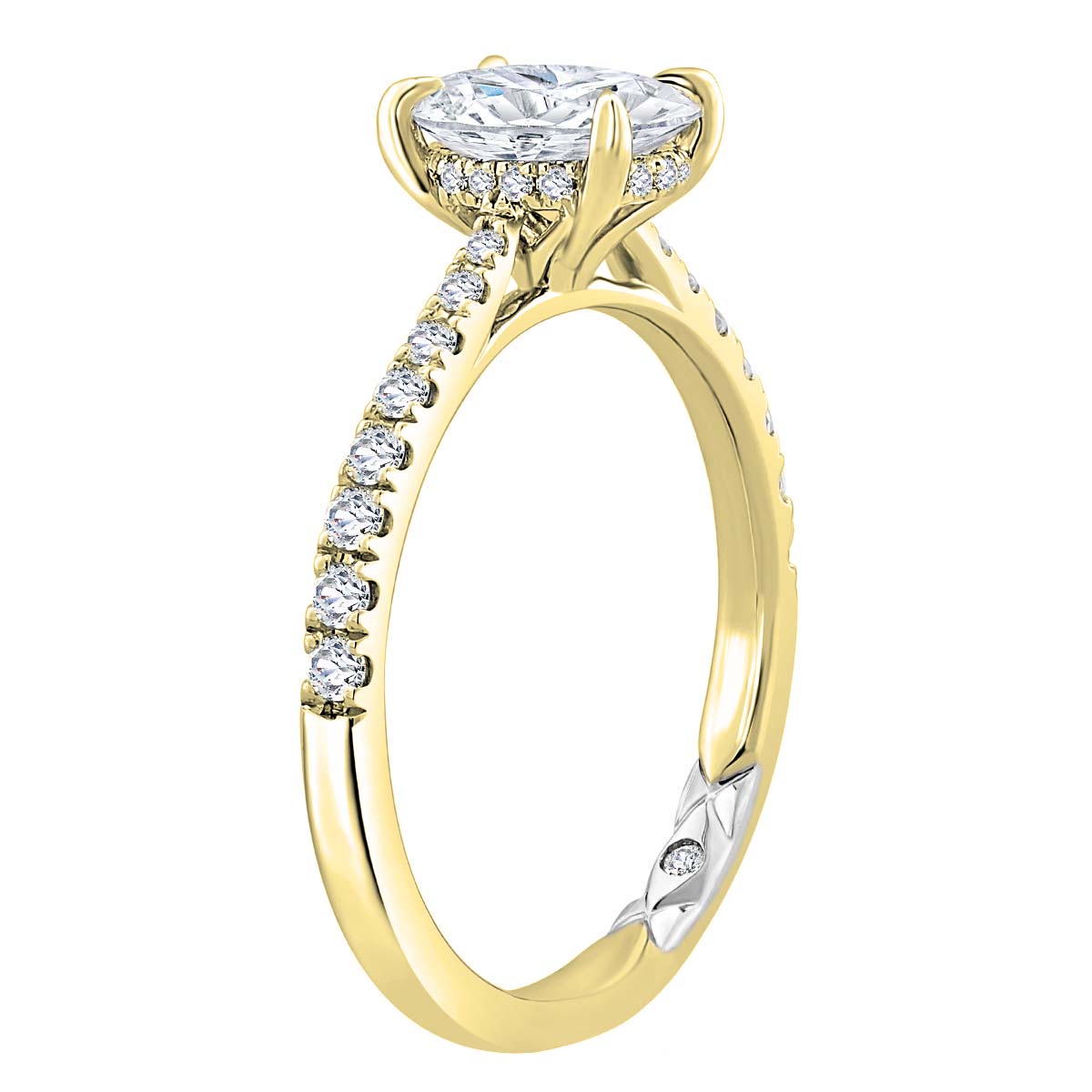 A. Jaffe Diamond Shank & Hidden Halo Engagement Ring Setting in Yellow Gold