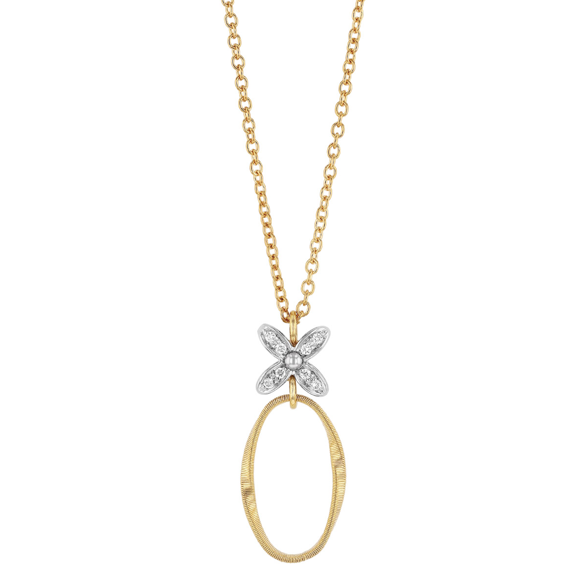 Marco Bicego Marrakech Onde Diamond Flower Pendant in White & Yellow Gold, 16.5