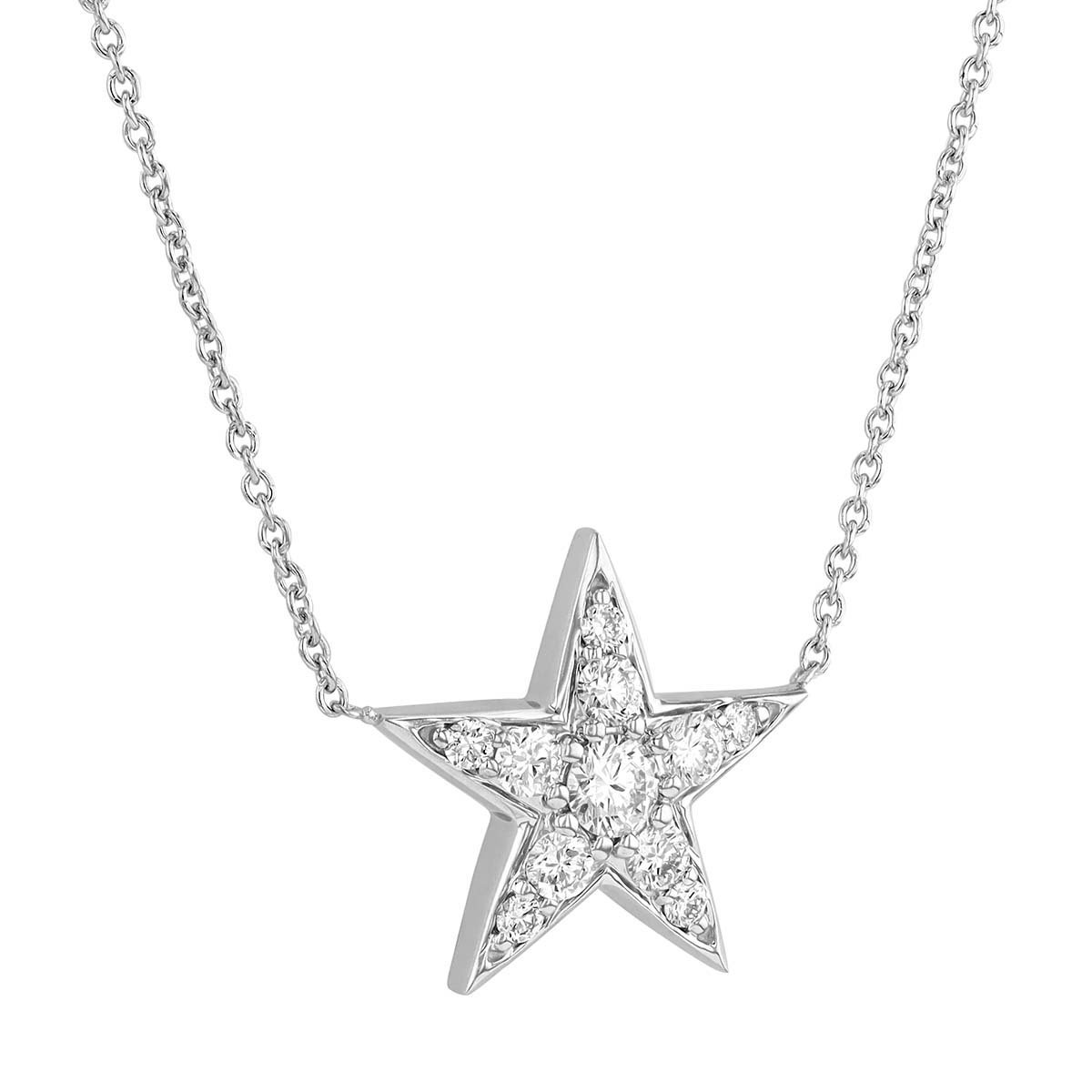 Roberto Coin Diamond Large Star Pendant in White Gold, 18