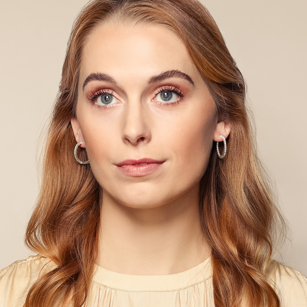 Roberto Coin Perfect Diamond Hoops Inside Out Hoop Earrings in 18K Gold, 25 mm, 1.53 cttw