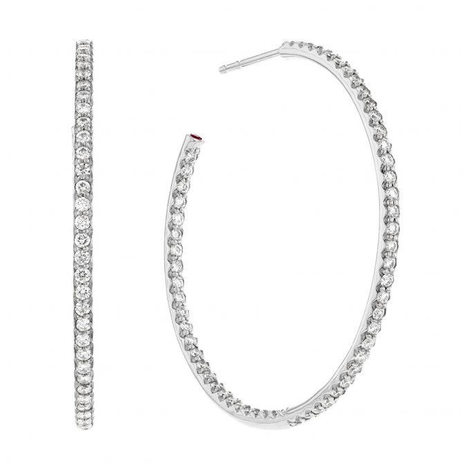Roberto Coin Large Inside Outside Diamond Hoop Earrings, 1.10 cttw