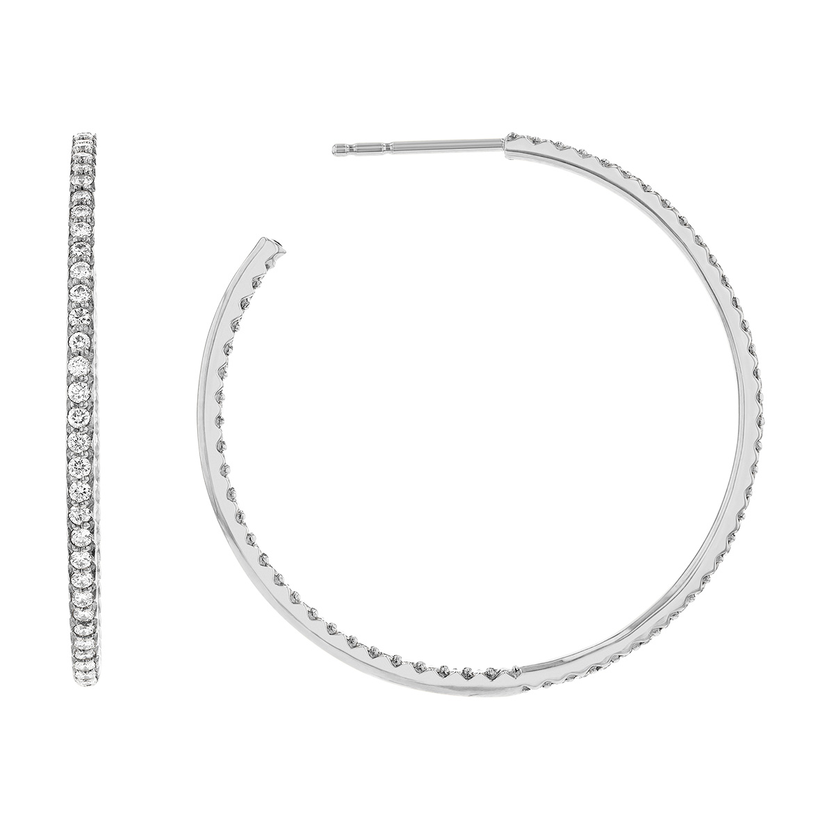 Roberto Coin Large Inside Outside Diamond Hoop Earrings, 1.10 cttw