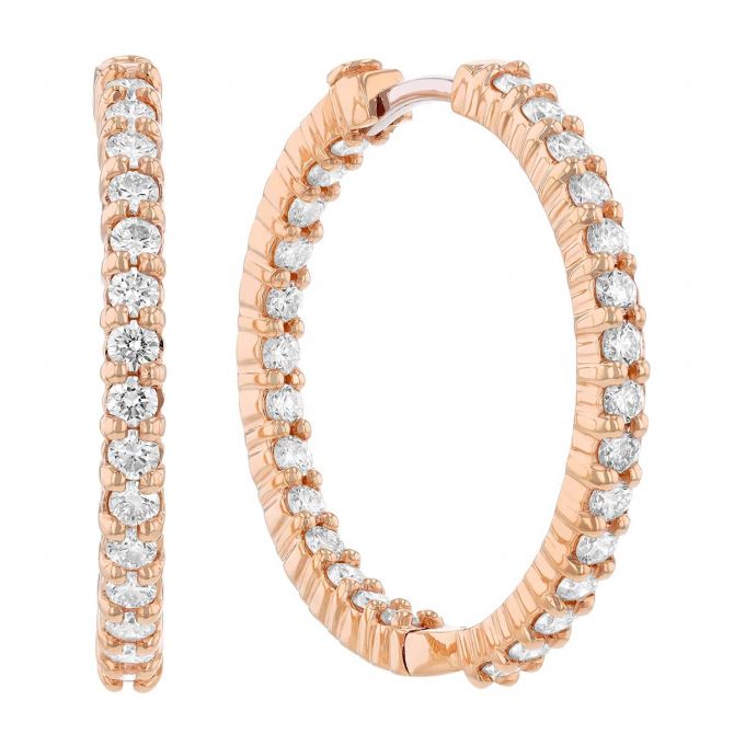Perfect Diamond Earrings Out | | 1.53 Gold, Hoop 25 cttw mm, Rose in 001613AXERX0 Hoops Borsheims Inside
