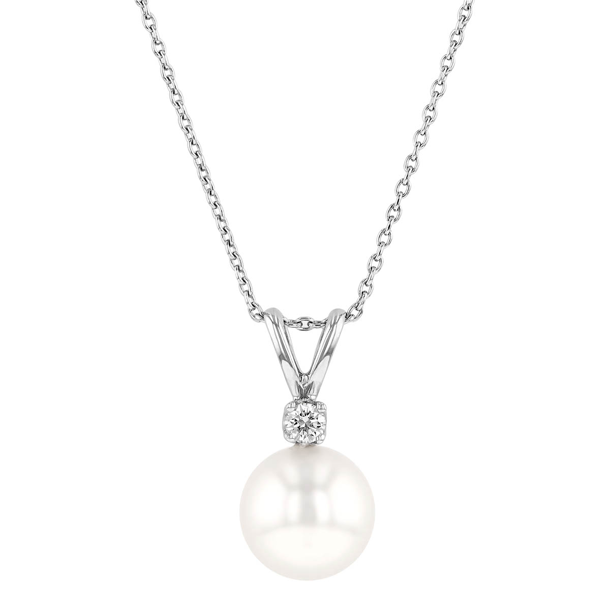 TARA Pearls White Cultured Pearl & Diamond Pendant Necklace in White ...