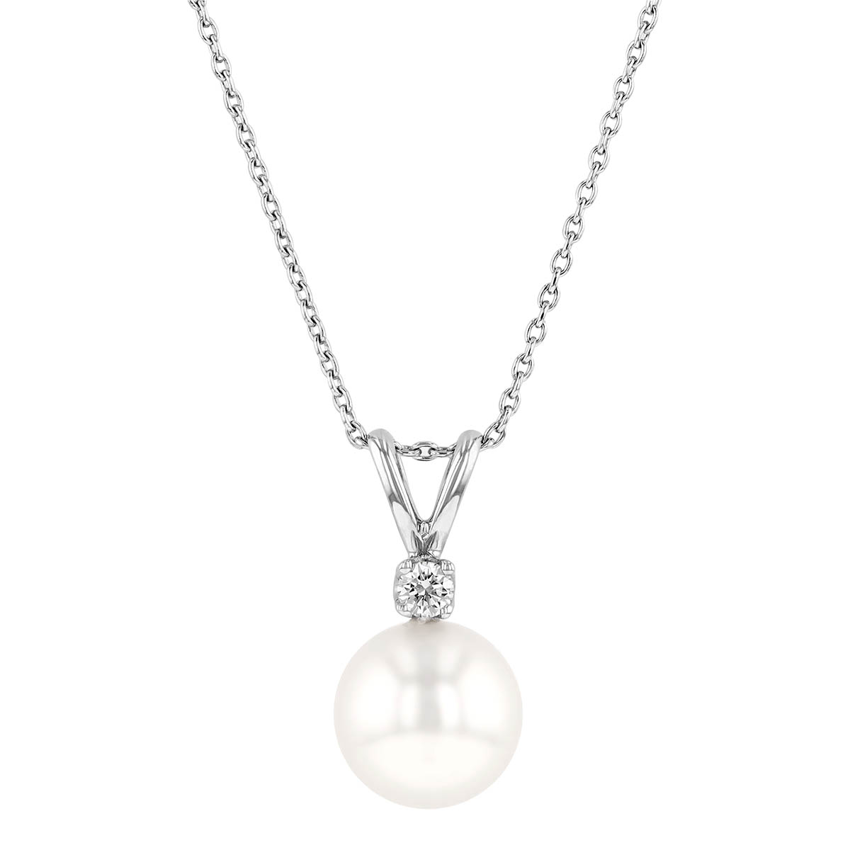 TARA Pearls White Cultured Pearl & Diamond Pendant Necklace in White Gold