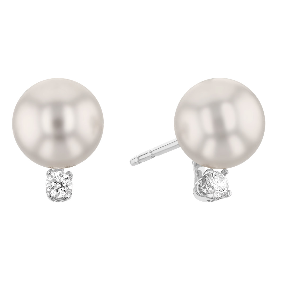 TARA Pearls Akoya Cultured Pearl & Diamond Stud Earrings, 6.5x7 mm in White Gold
