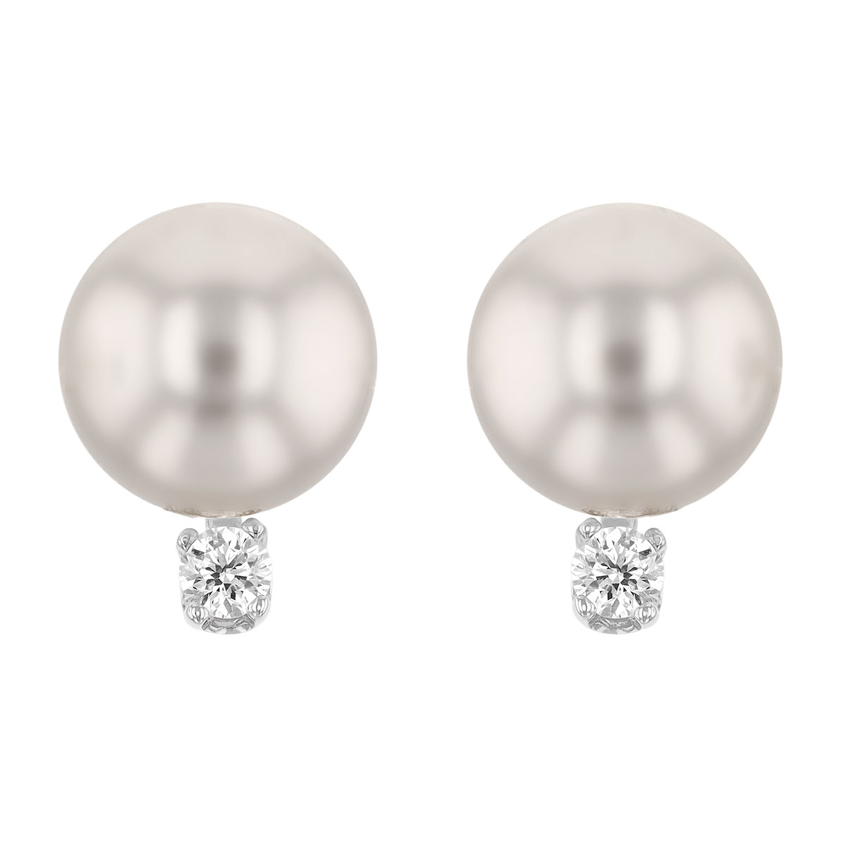 TARA Pearls Akoya Cultured Pearl & Diamond Stud Earrings, 6.5x7 mm in White Gold