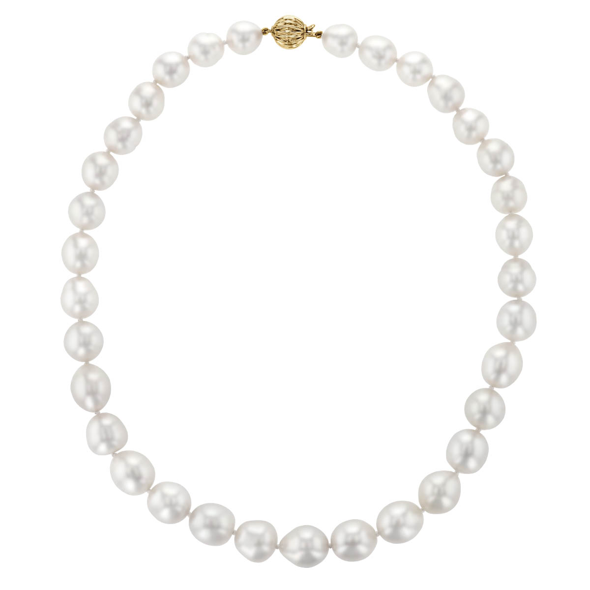 TARA Pearls White South Sea Cultured Pearl Strand Necklace with Yellow Gold Clasp, 18