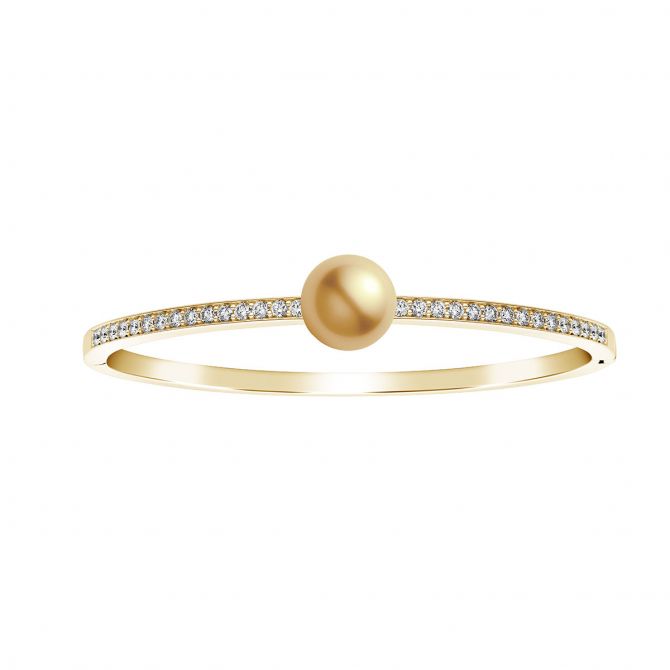Mikimoto Classic Golden South Sea Cultured Pearl & Diamond Bracelet in Yellow Gold