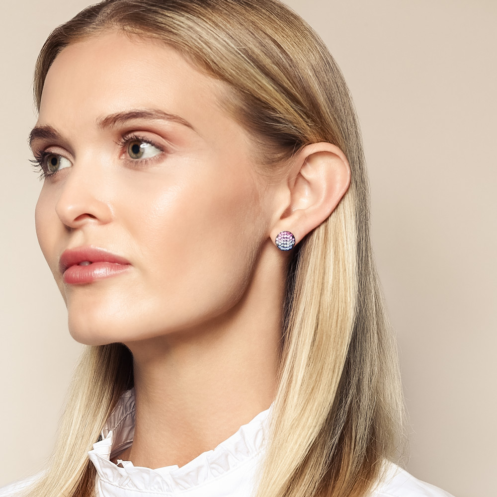 Phillips House Dusk Mini Infinity Amethyst & Sapphire Disc Earrings in Yellow Gold