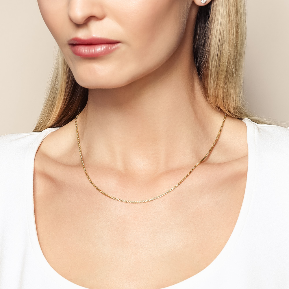 Yellow Gold 1.8 mm Round Hollow Box Chain, 18