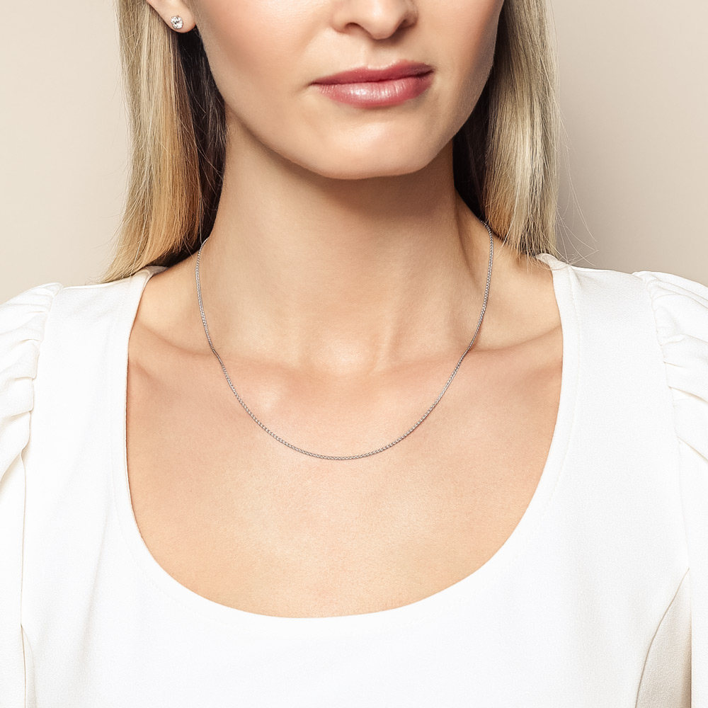 White Gold 1.25 mm Wheat Chain, 18