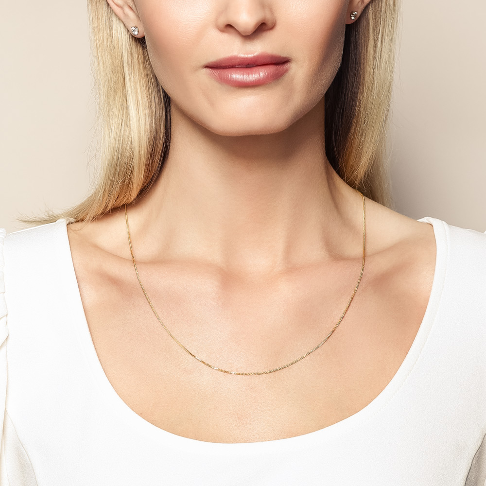 14K Yellow Gold .85 mm Square Wheat Chain, 22
