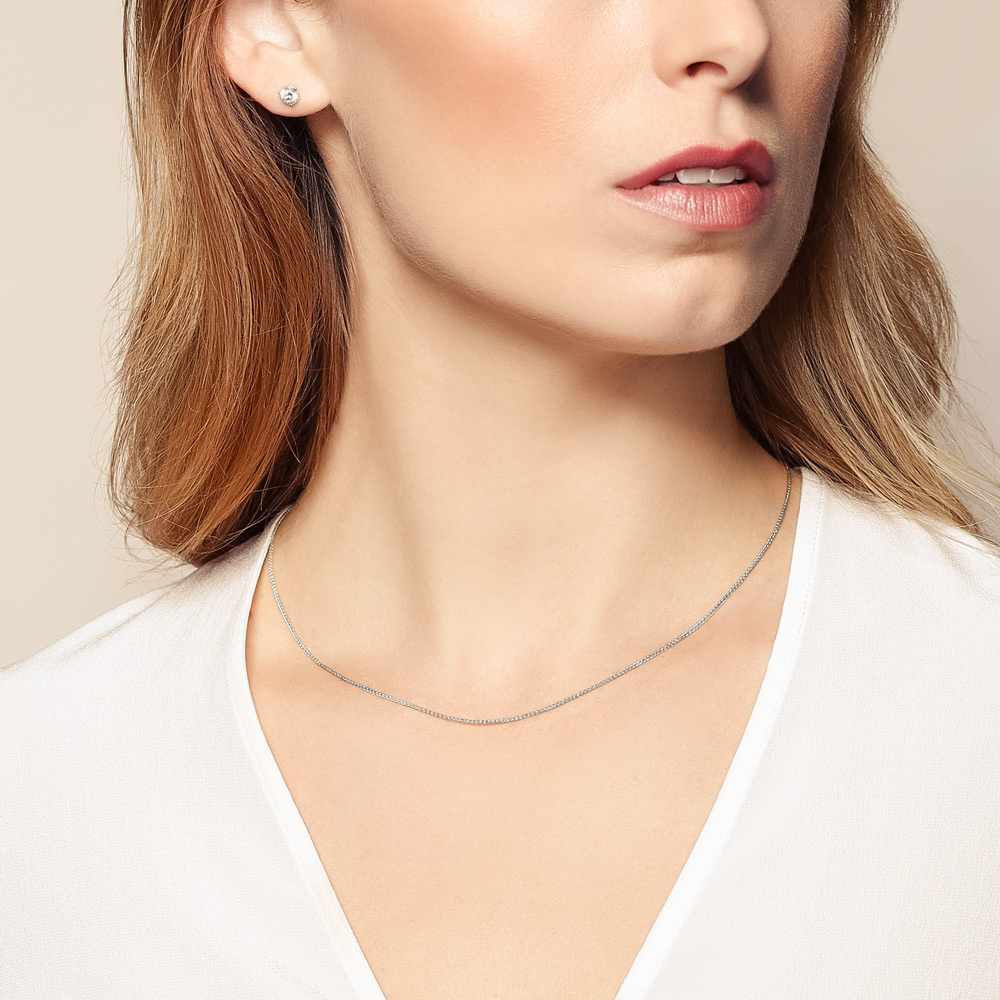 White Gold 1.05 mm Wheat Chain, 18