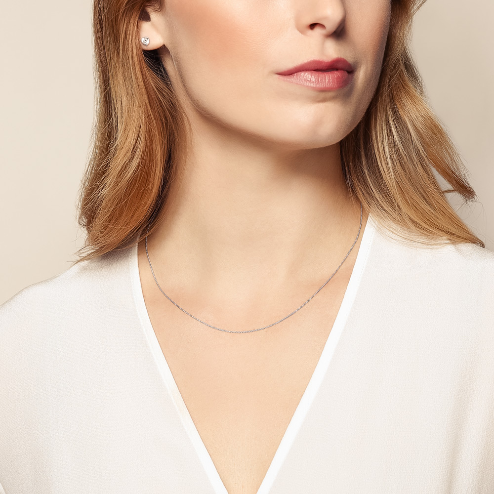 White Gold .9 mm Cable Chain, 18