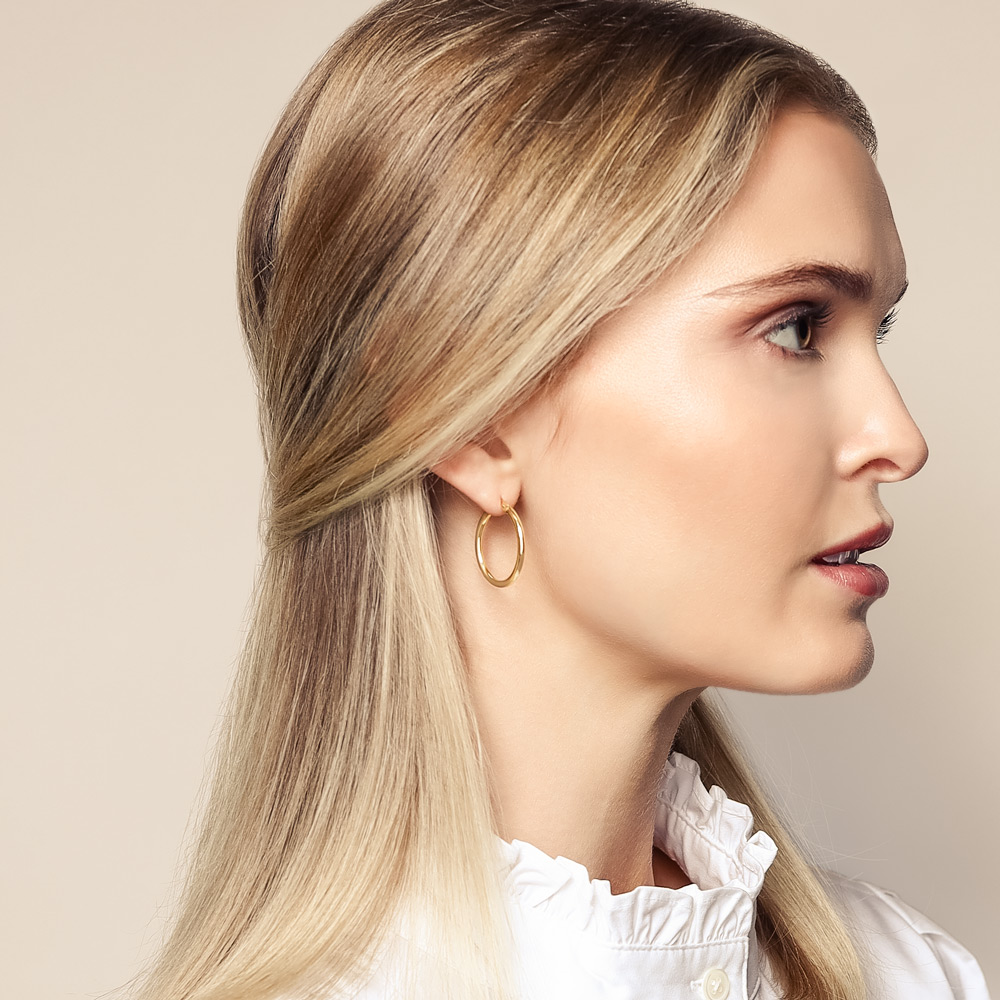 Roberto Coin Perfect Hoops Yellow Gold Tube Hoop Earrings, 25 mm