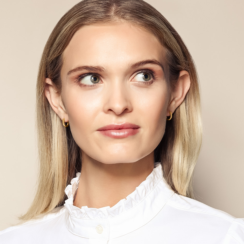 Yellow Gold Square Edge Huggie Hoop Earrings, 12.5 mm