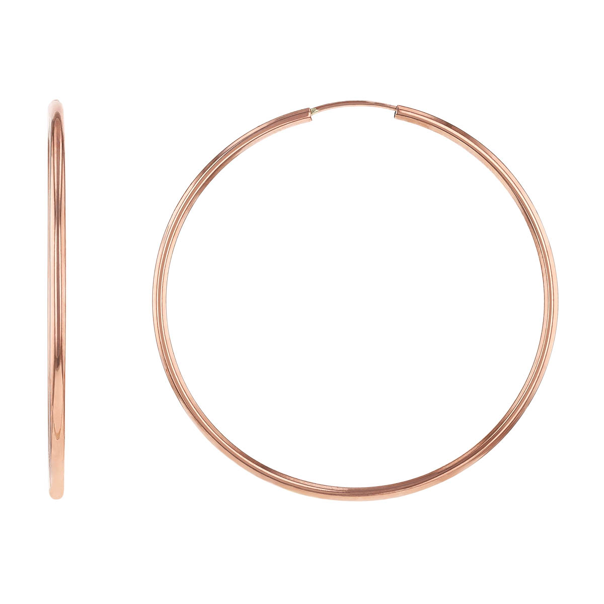 Rose Gold Endless Hoop Earrings, 1.5 x 40 mm